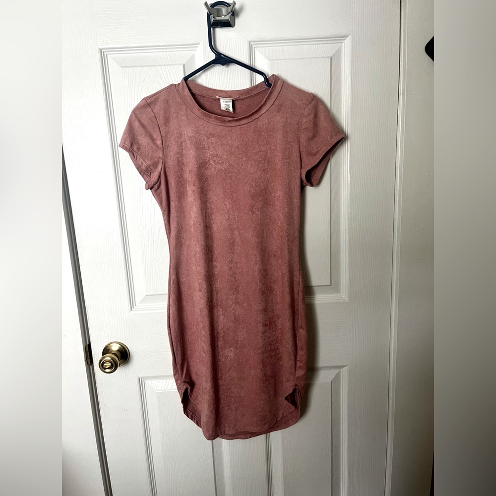 JANUARY 7 FAUX PINK SUEDE MINI DRESS